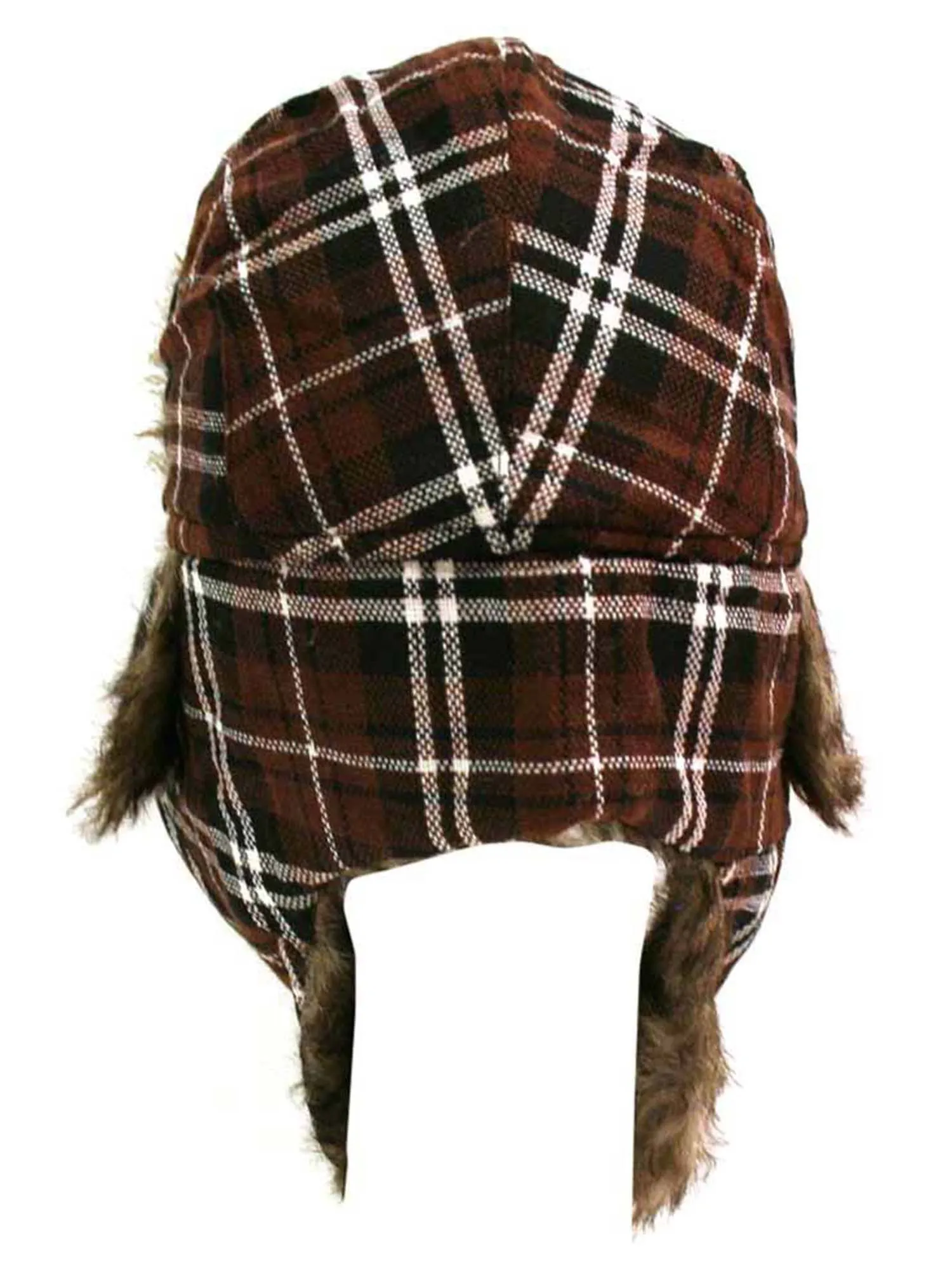 Plaid Faux Fur Lined Trapper Aviator Hat