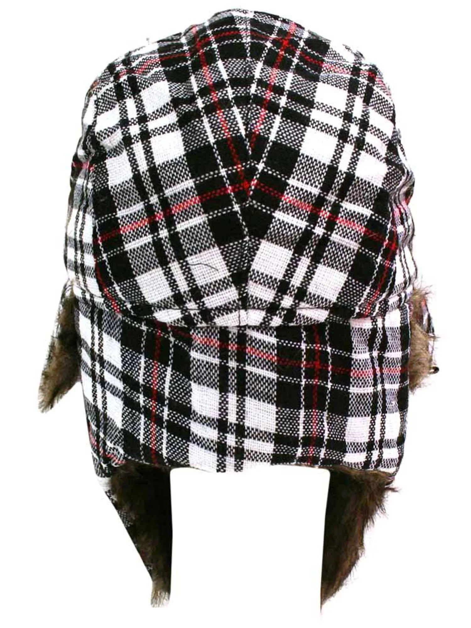 Plaid Faux Fur Lined Trapper Aviator Hat