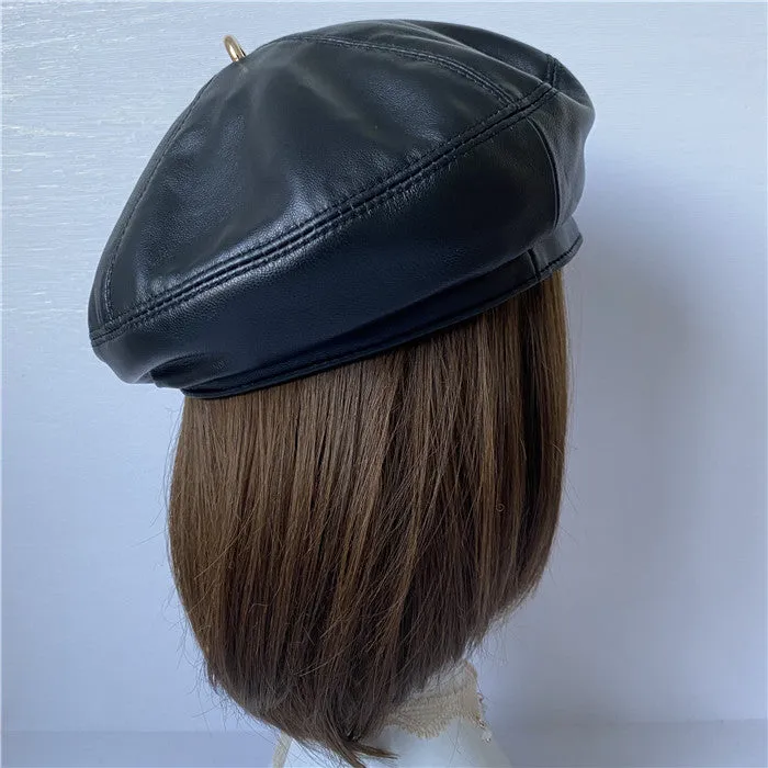 Premium Lambskin Leather Beret - Soft French-Style Hat for Women