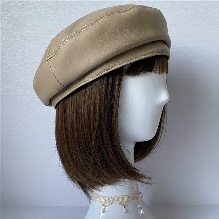 Premium Lambskin Leather Beret - Soft French-Style Hat for Women