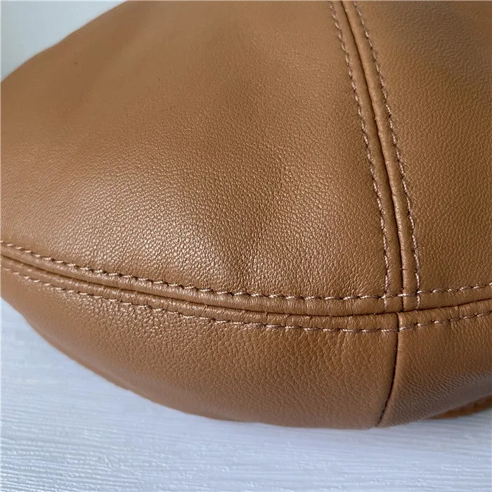 Premium Lambskin Leather Beret - Soft French-Style Hat for Women