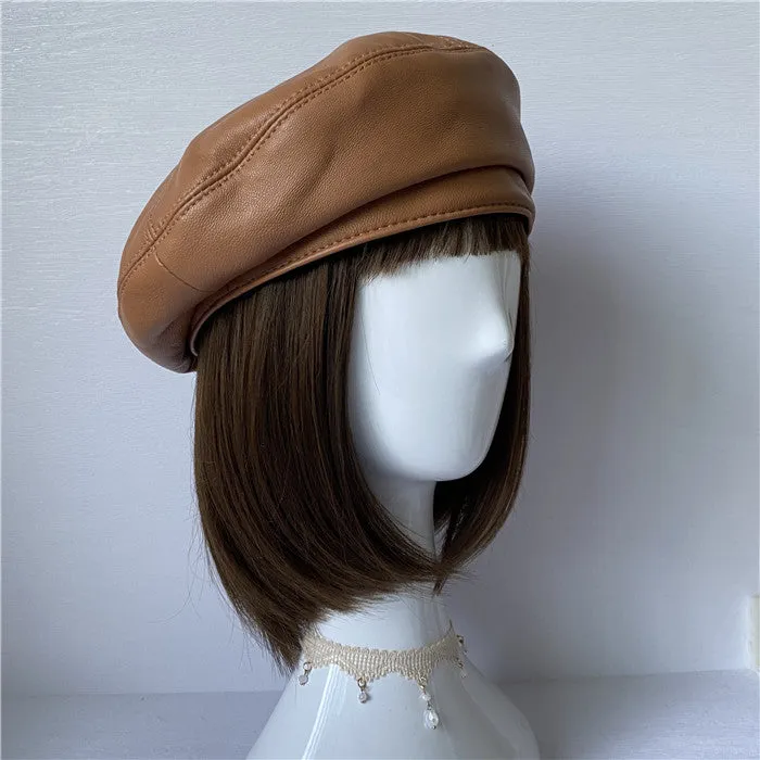 Premium Lambskin Leather Beret - Soft French-Style Hat for Women