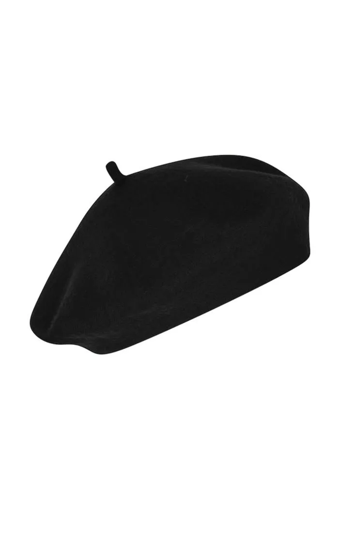 Pure Wool Beret Hat in Black