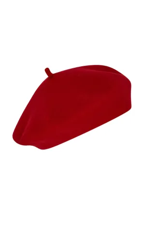 Pure Wool Beret Hat in Red