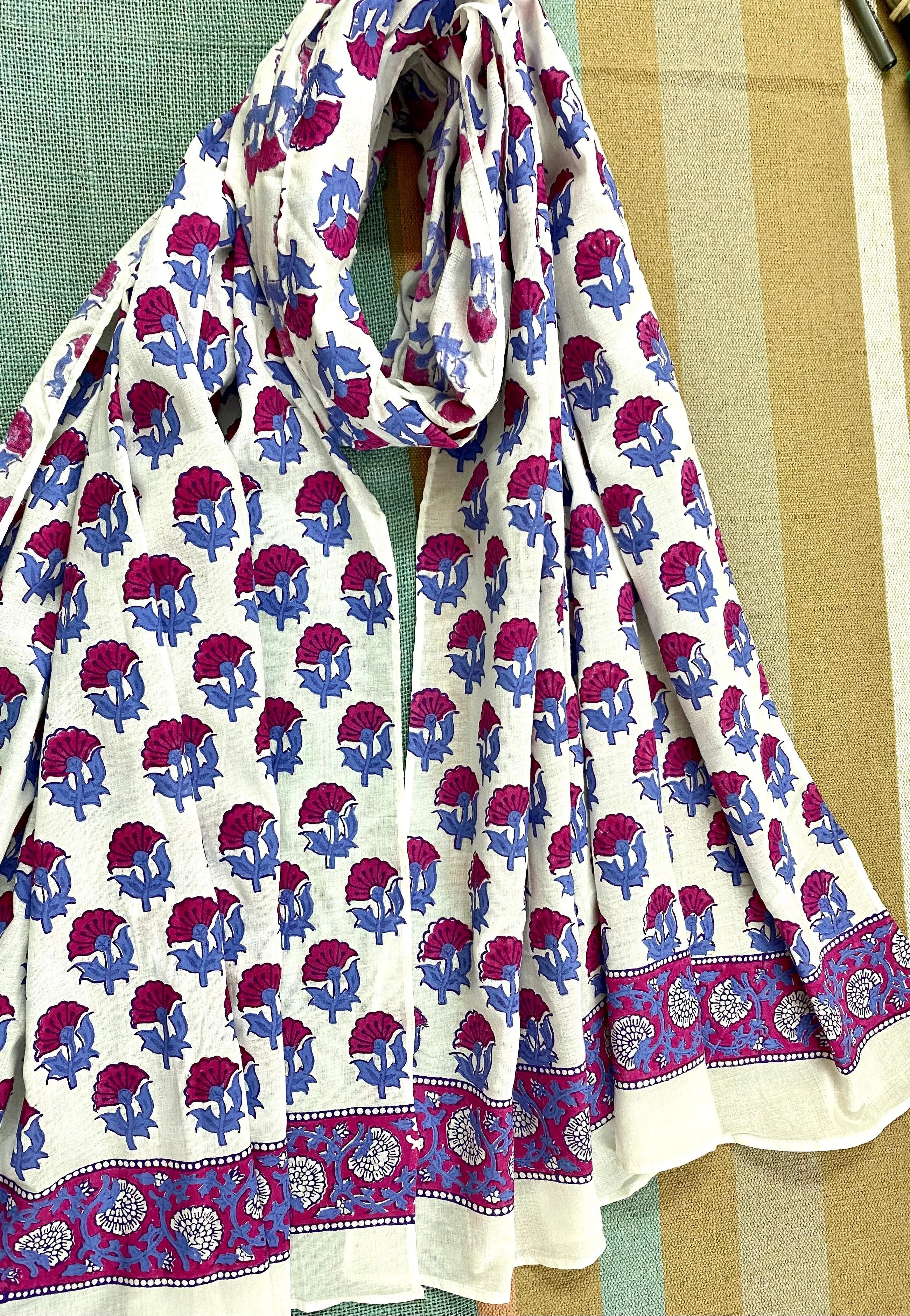 Purple Passion Kalamkari Block Printed Muslin Scarf