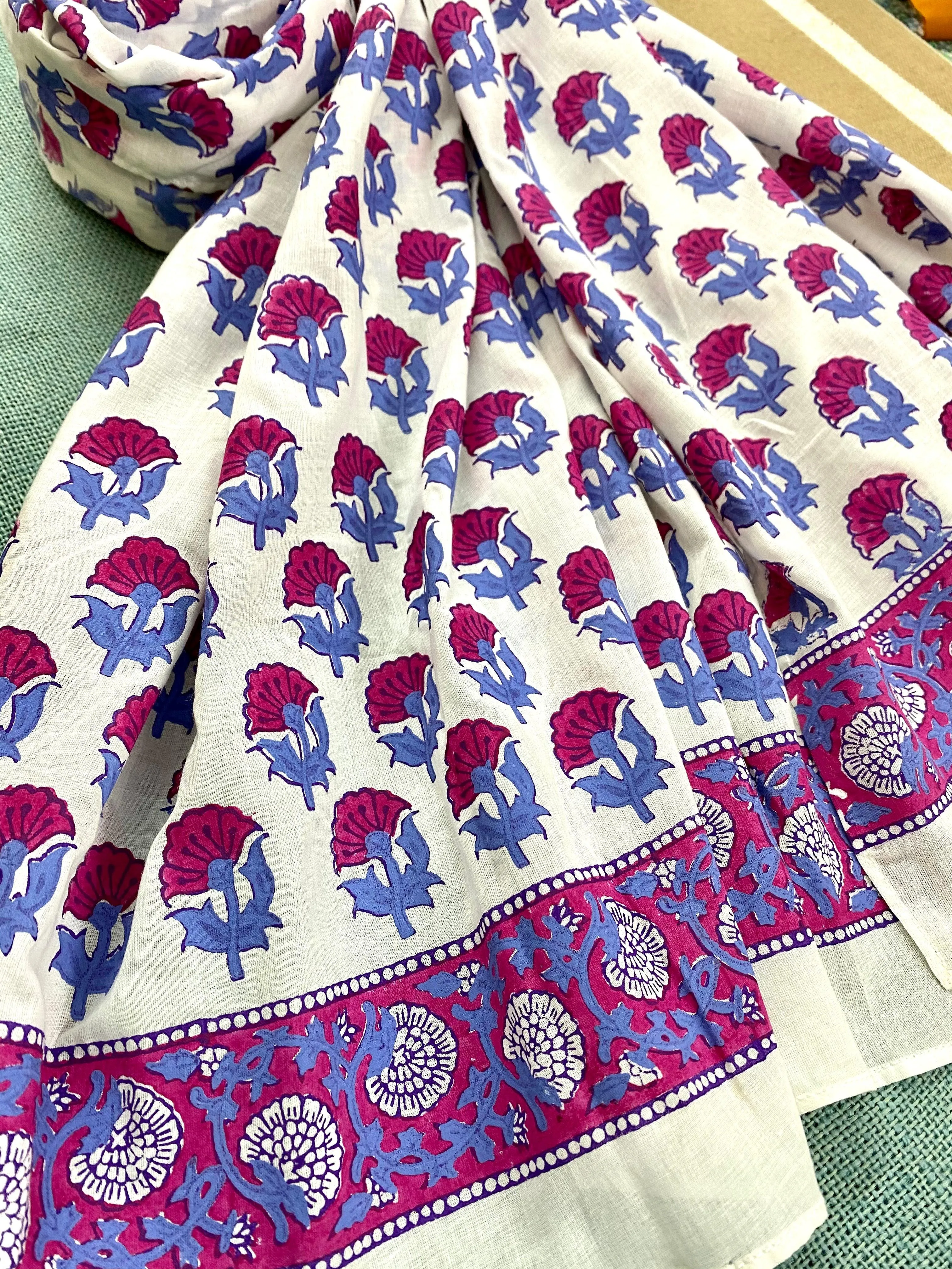 Purple Passion Kalamkari Block Printed Muslin Scarf