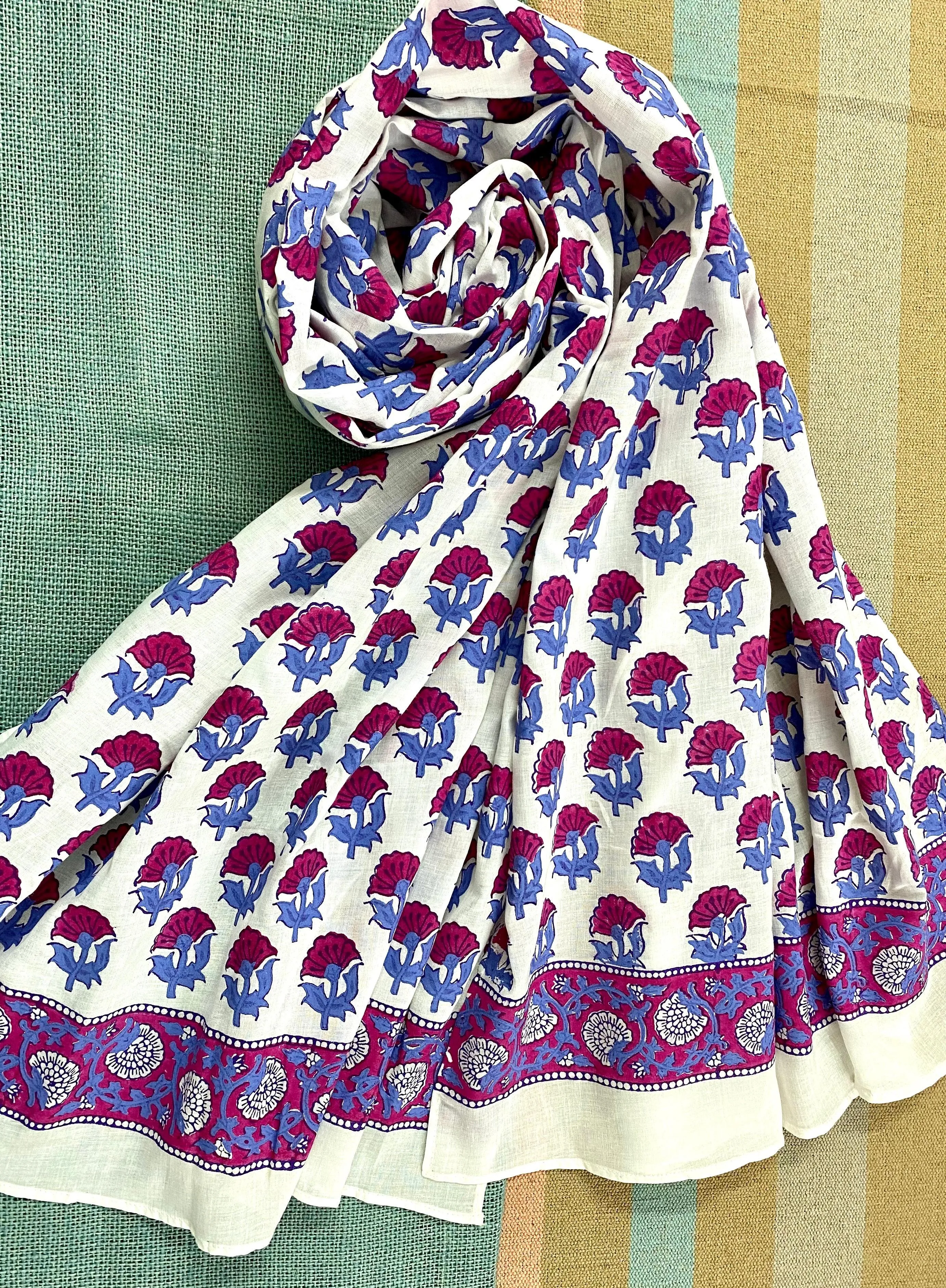 Purple Passion Kalamkari Block Printed Muslin Scarf