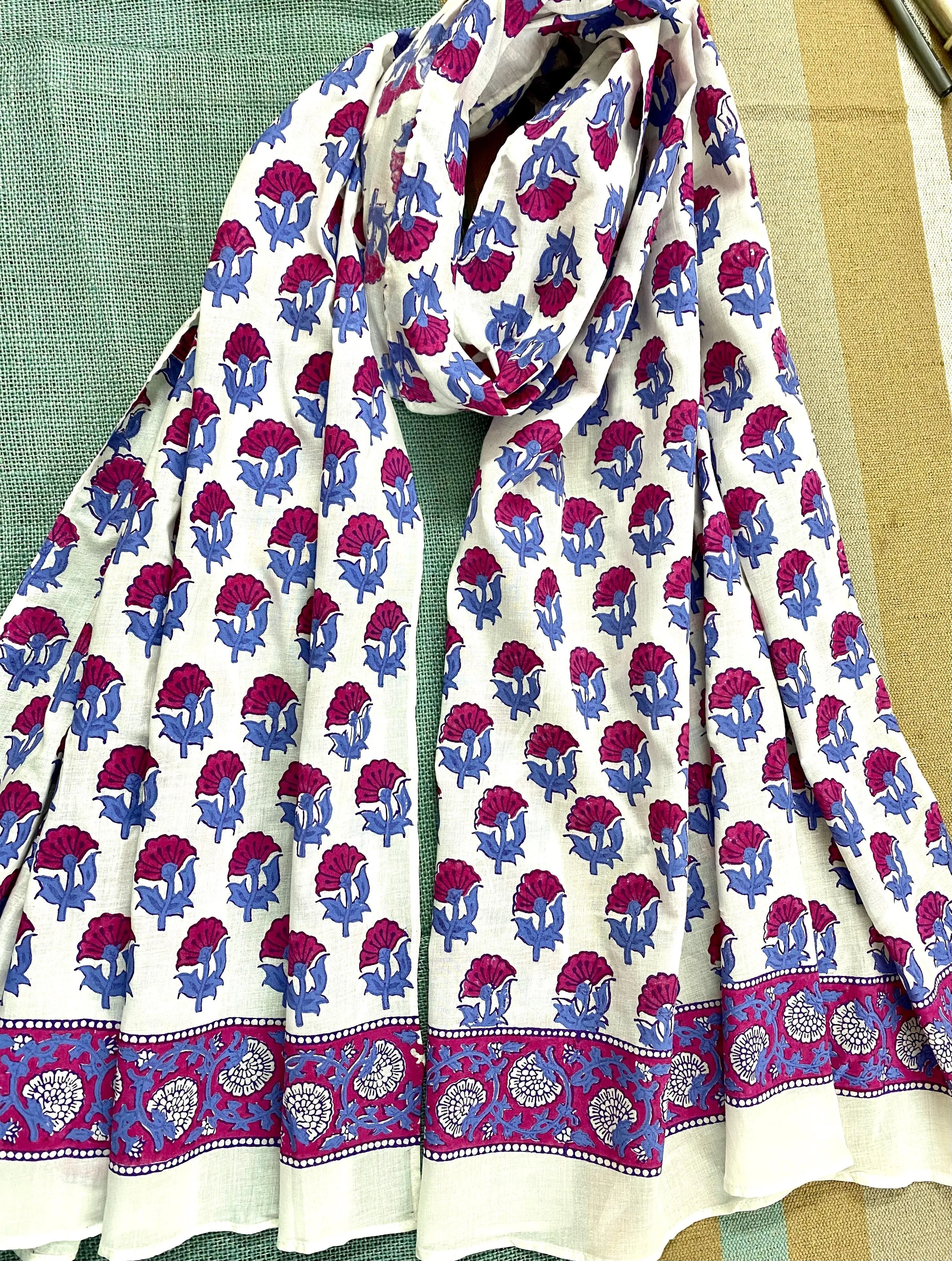 Purple Passion Kalamkari Block Printed Muslin Scarf