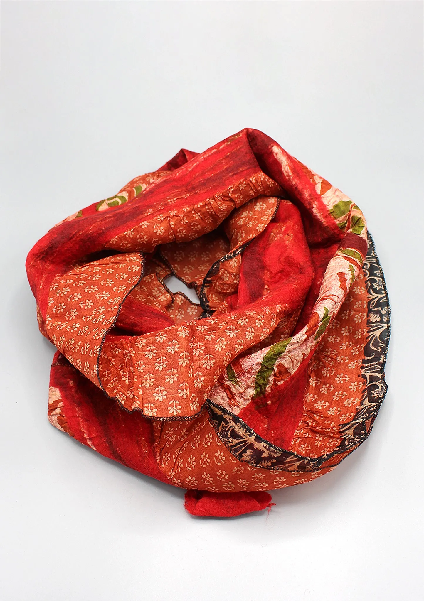 Red Orange Eco Friendly Felt Wool Scarf