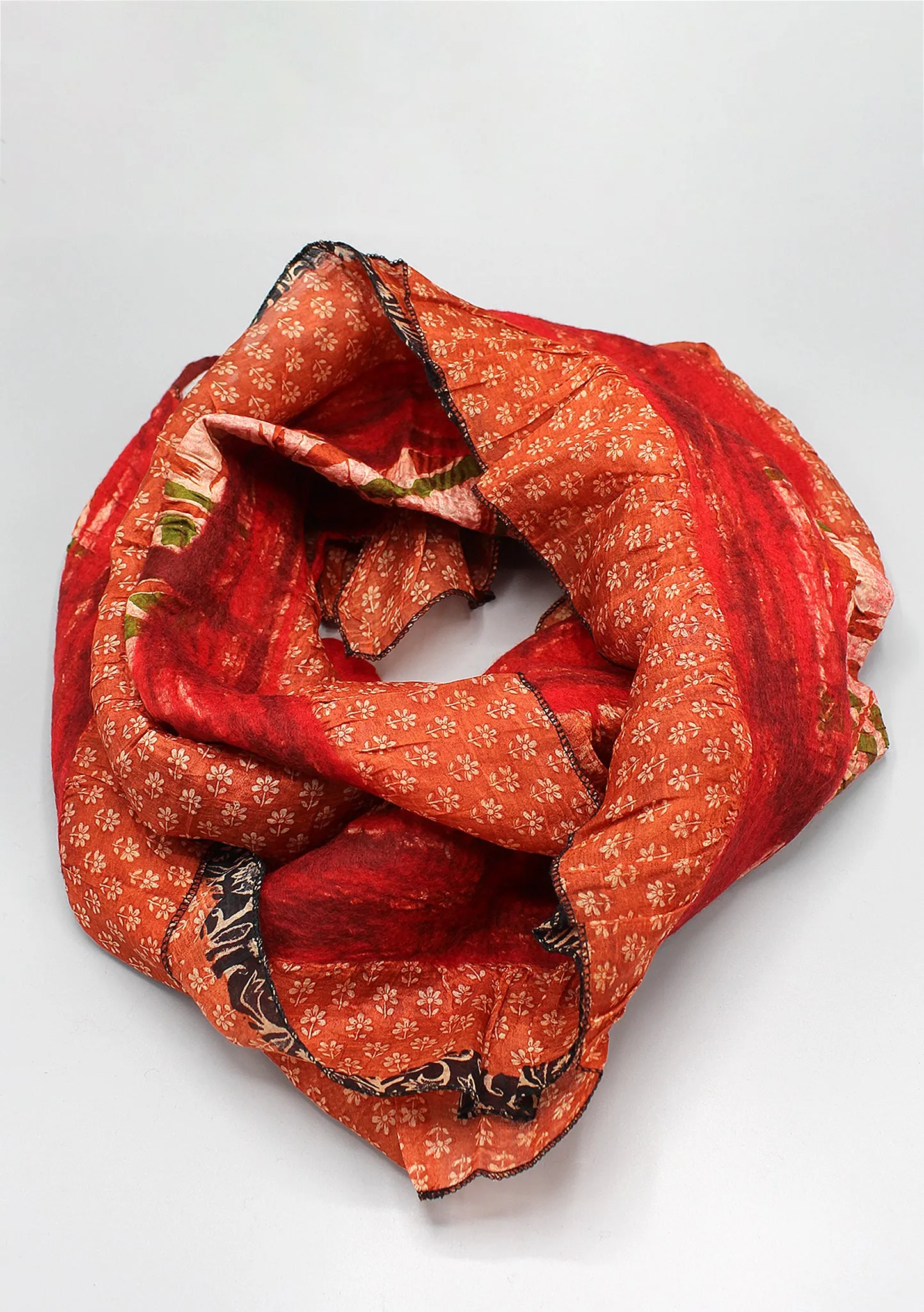 Red Orange Eco Friendly Felt Wool Scarf