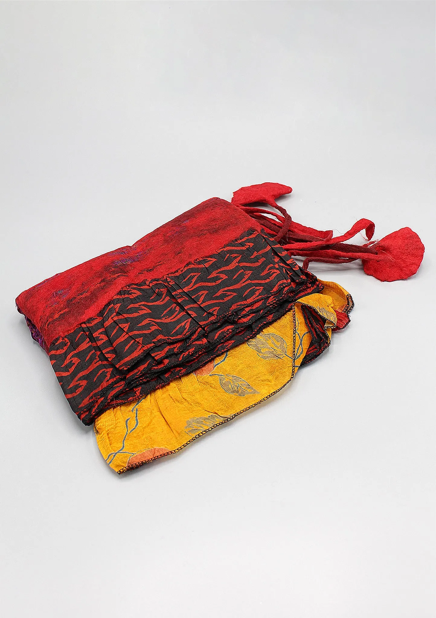 Red Yellow Trendy Felt Wool Scarf