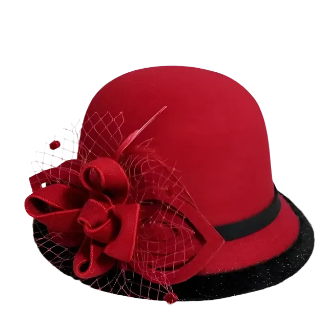 Retro-Inspired Fascinator Style Cloche Hat - Fushia