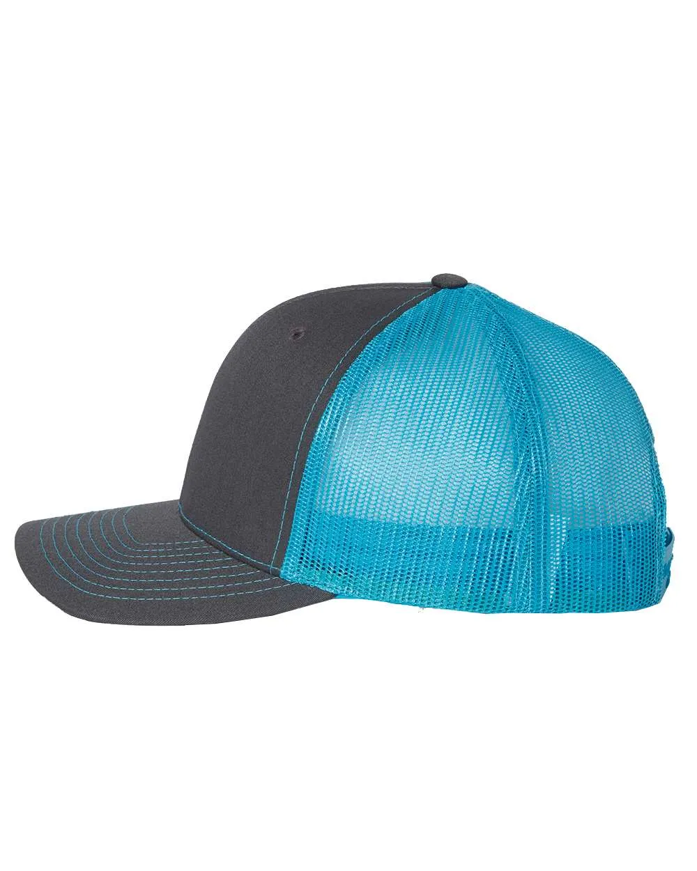 Richardson 112 Trucker Hat - Charcoal / Neon Blue