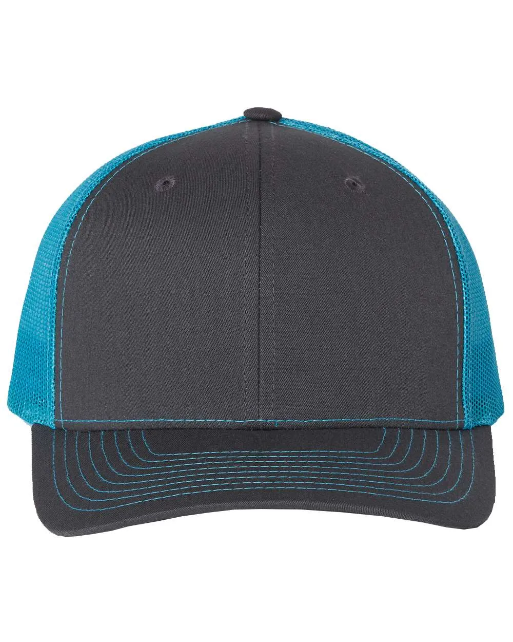 Richardson 112 Trucker Hat - Charcoal / Neon Blue