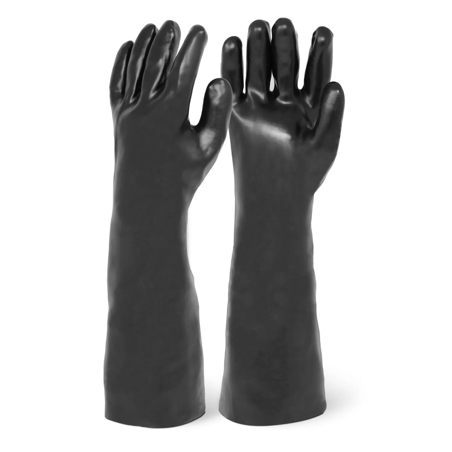 Single Pair - 18" Smooth Finish Black PVC Chemical Resistant Gloves