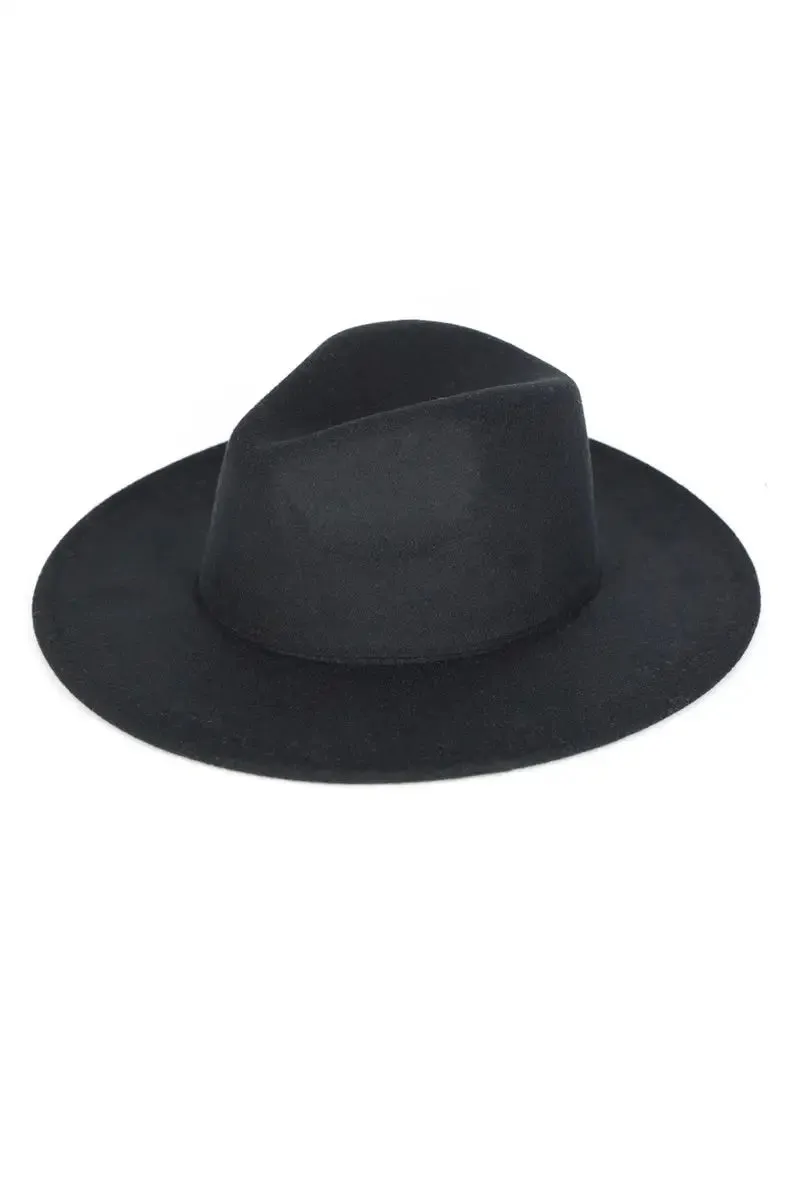 SOLID FLAT BRIM PANAMA HAT