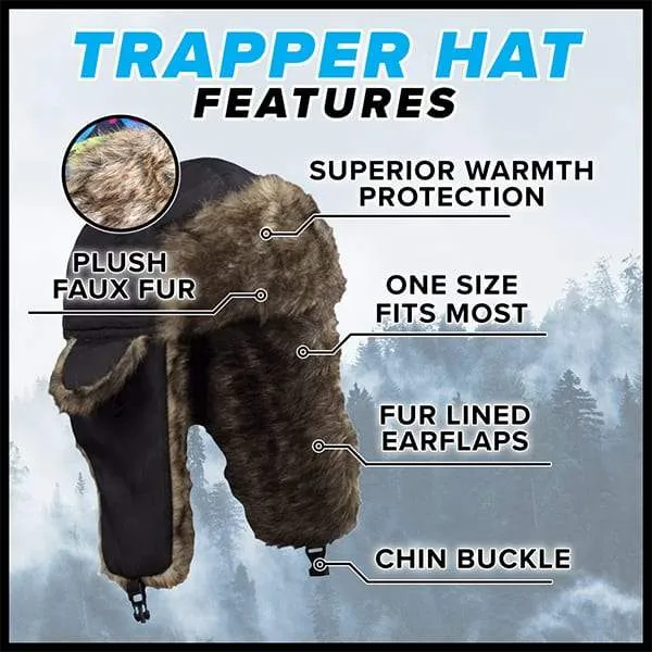 Trapper Hat | Flannel | Blue | Brown Fur