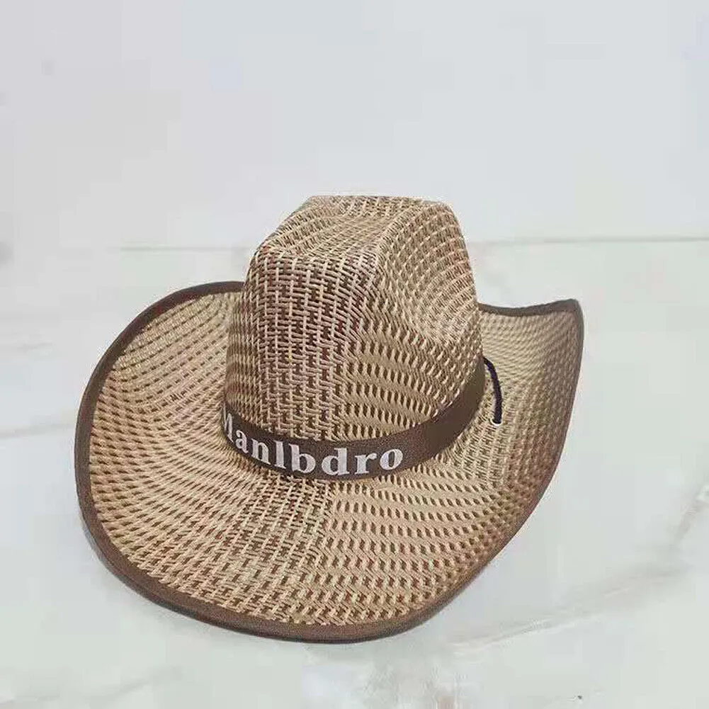 US 1-2 Pack Men Women Straw Cowboy Hat Summer Beach Panama Fedora Sun Wide Brim