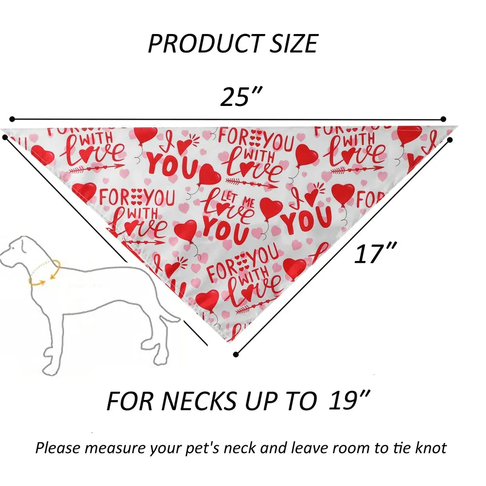 Valentine's Day Dog Bandana | Triangle Bib Scarf with Heart and Love Patterns | Pet Neckerchief Accessories for Puppy and Cat | Alo Trendy