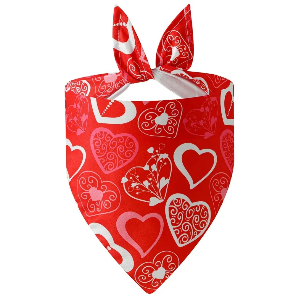 Valentine's Day Dog Bandana | Triangle Bib Scarf with Heart and Love Patterns | Pet Neckerchief Accessories for Puppy and Cat | Alo Trendy