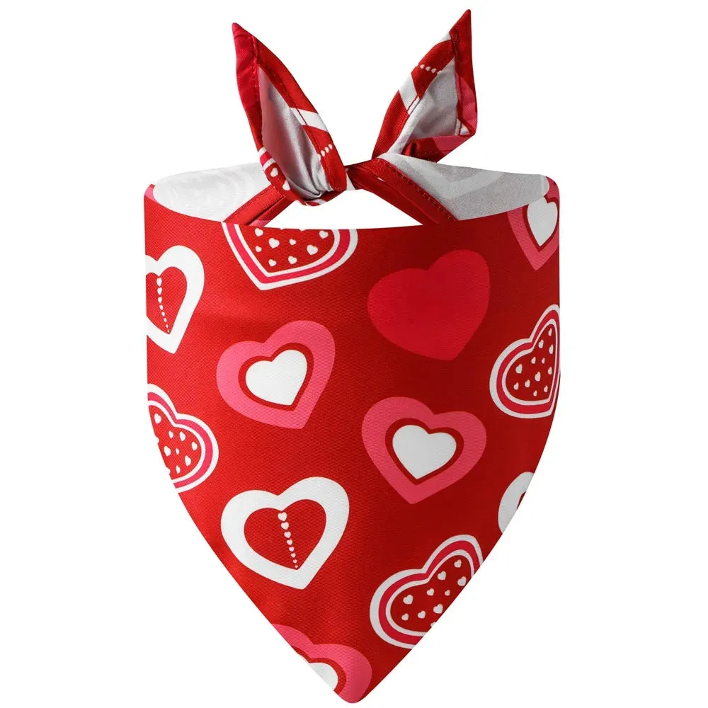 Valentine's Day Dog Bandana | Triangle Bib Scarf with Heart and Love Patterns | Pet Neckerchief Accessories for Puppy and Cat | Alo Trendy