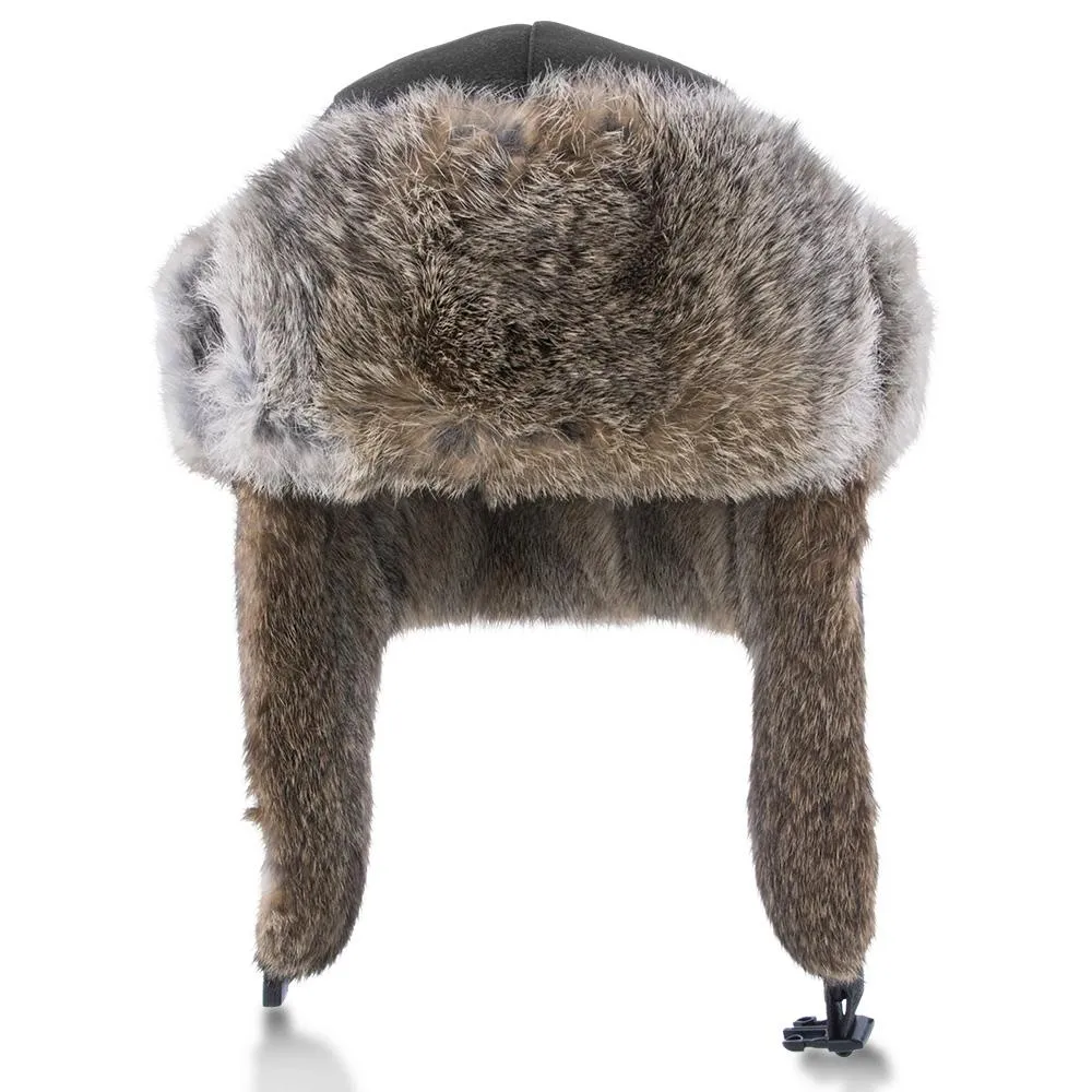 Walrus Hats Genuine Rabbit Fur Brown Trapper Hat