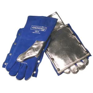 Welding Gloves, Split Cowhide, Full Sock Lining, Large, Blue, Glove w/ Back Pad, 1 Pair