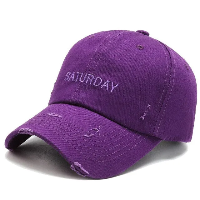 Winter Women Men Caps Yellow Purple Worn Hole Hip Hop Baseball Cap