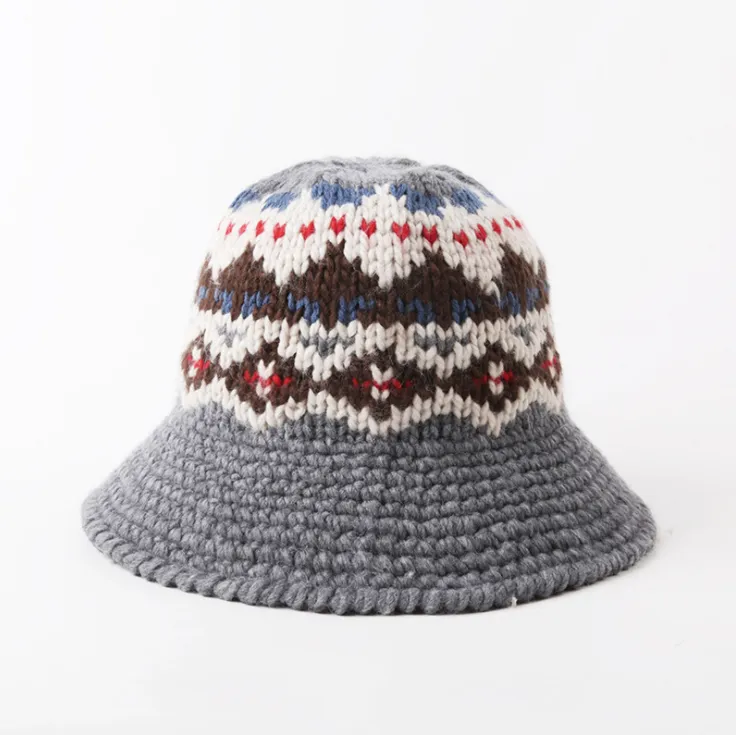 Women Bucket Hat Crochet Knit Panama Hip Hop Cap