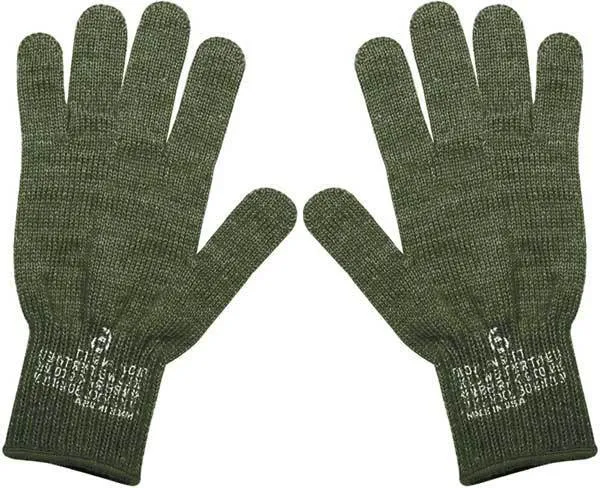 Wool Glove Liners | Green & Black